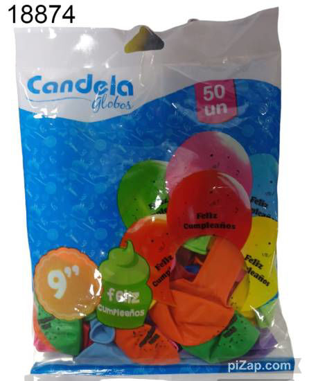 Imagen de GLOBO X50 CANDELA FELIZ CUMPLEAÑOS 3.26